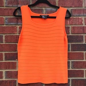 Pierre Cardin Knit Sleeveless Bright Orange Tank Top Shirt Sz M EUC